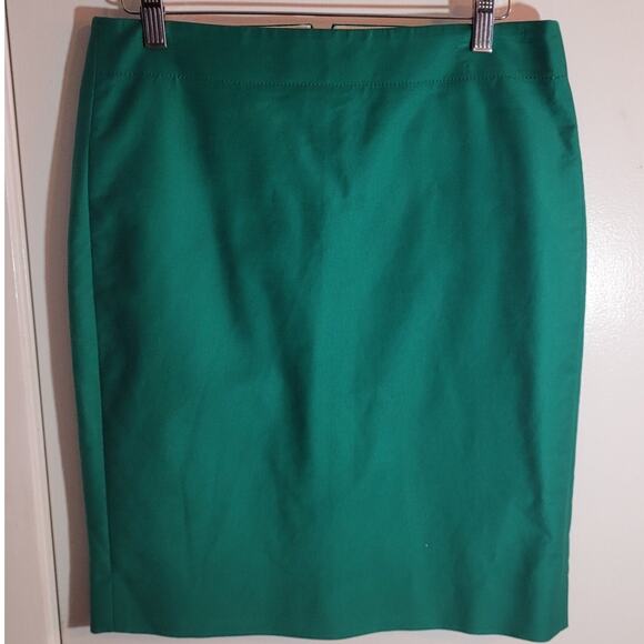 J Crew Womens No. 2 Pencil Skirt Size 4 Green Cotton Blend Career Church Office - Picture 1 of 10